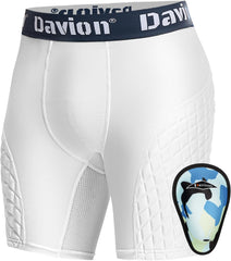 Davion® - Boys Youth Baseball Sliding Shorts with Athletic Cup Padded Compression Shorts for Football,Softball,Lacrosse,Hockey
