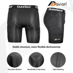 Davion® - Youth Sliding Padding Shorts with Soft Protective Athletic Cup Boys Briefs Underwear for Football, Baseball, Lacrosse