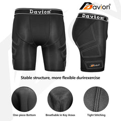 Davion® - 2 Packs Boys Baseball Sliding Padded Compression Shorts with 2 Athletic Cups Youth Underwear for Football, Lacrosse