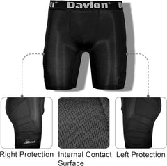 Davion® - Youth Sliding Padding Shorts with Soft Protective Athletic Cup Boys Briefs Underwear for Football, Baseball, Lacrosse