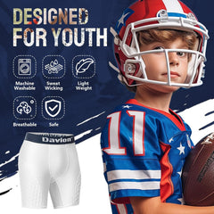 Davion® - Boys Youth Baseball Sliding Shorts with Athletic Cup Padded Compression Shorts for Football，Softball，Lacrosse，Hockey